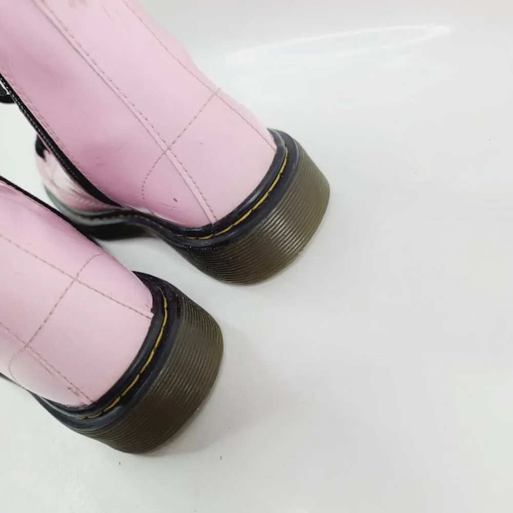 Dr. Martens Girl's Pink 1460 Leather Lace‎ Up Classic Ankle Moto Boot Size 1